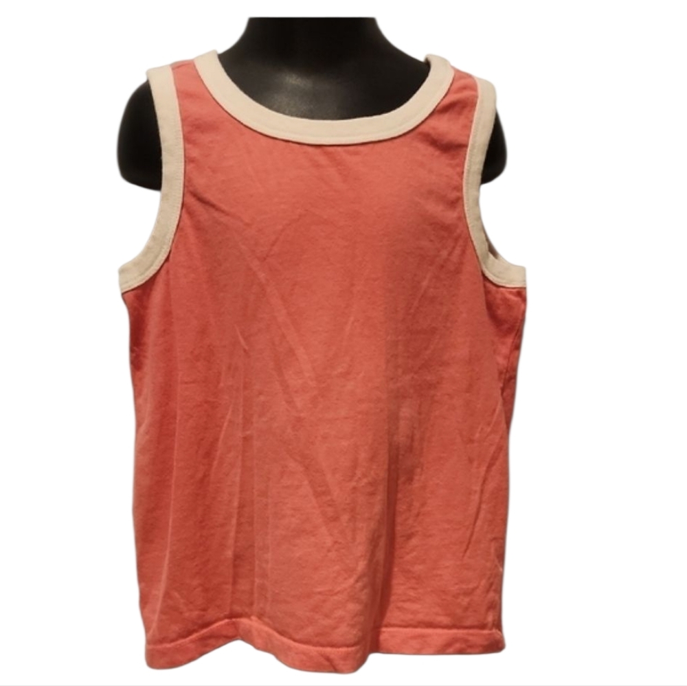 Hanna Andersson Pink / Coral And White Sleeveless Tank Top 130
